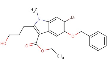ETHYL 5-(BENZYLOXY)-6-BROMO-2-(<span class='lighter'>3-HYDROXYPROPYL</span>)-1-METHYL-1H-INDOLE-3-CARBOXYLATE