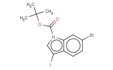 <span class='lighter'>1H-INDOLE-1-CARBOXYLIC</span> ACID, <span class='lighter'>6-BROMO-3-IODO-</span>, <span class='lighter'>1,1-DIMETHYLETHYL</span> <span class='lighter'>ESTER</span>