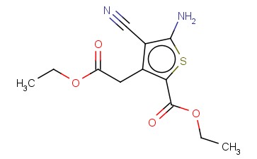 <span class='lighter'>5-AMINO-4-CYANO-3-ETHOXYCARBONYLMETHYL-THIOPHENE-2-CARBOXYLIC</span> ACID ETHYL <span class='lighter'>ESTER</span>