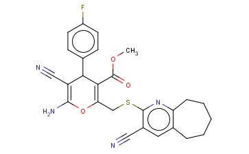 METHYL 6-AMINO-5-CYANO-2-(((3-CYANO-6,7,8,9-TETRAHYDRO-5H-CYCLOHEPTA(B)PYRIDIN-2-YL)SULFANYL)METHYL)-4-(4-FLUOROPHENYL)-4H-PYRAN-3-CARBOXYLATE