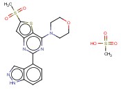 2-(1H-吲唑-4-<span class='lighter'>基</span>)-6-[[4-(甲磺酰<span class='lighter'>基</span>)-1-哌嗪<span class='lighter'>基</span>]甲基]-4-(4-<span class='lighter'>吗</span><span class='lighter'>啉</span><span class='lighter'>基</span>)噻吩并[3,2-d]嘧啶甲磺酸盐
