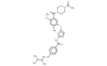 N-(5-((5-(4-乙酰<span class='lighter'>基</span>哌嗪-1-<span class='lighter'>甲</span><span class='lighter'>酰</span><span class='lighter'>基</span>)-4-<span class='lighter'>甲</span>氧基-2-甲基苯基)硫<span class='lighter'>基</span>)噻唑-2-<span class='lighter'>基</span>)-4-(((3-甲基丁烷-2-<span class='lighter'>基</span>)<span class='lighter'>氨基</span>)甲基)<span class='lighter'>苯</span>甲酰胺
