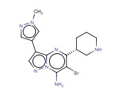 6-Bromo-3-(1-methyl-1H-<span class='lighter'>pyrazol-4-yl</span>)-5-(3R)-3-piperidinylpyrazolo[1,5-a]pyrimidin-7-<span class='lighter'>amine</span>
