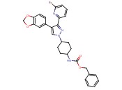 <span class='lighter'>benzyl</span> (4-(4-(benzo[d][1,3]dioxol-5-yl)-3-(6-bromopyridin-2-yl)-1H-pyrazol-1-yl)cyclohexyl