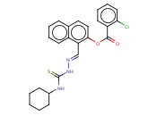 1-(2-((CYCLOHEXYLAMINO)CARBOTHIOYL)CARBOHYDRAZONOYL)-2-NAPHTHYL <span class='lighter'>2-CHLOROBENZOATE</span>